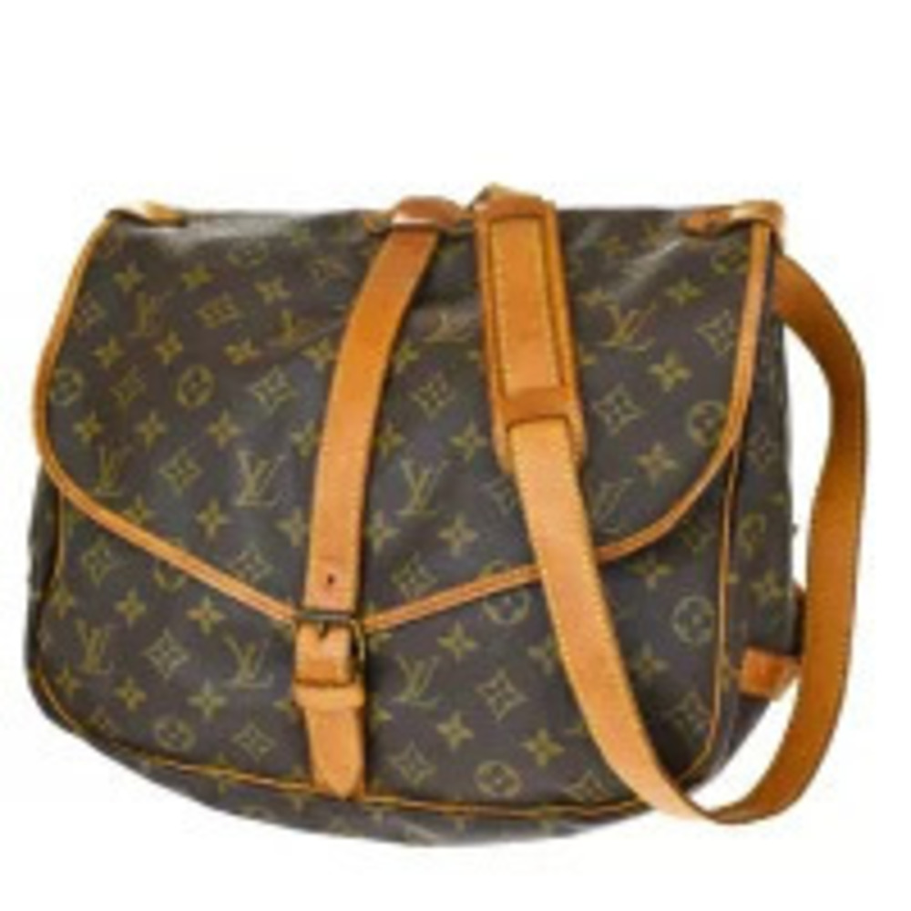 Louis Vuitton Saumur Monogram Leather Crossbody Bag Brown